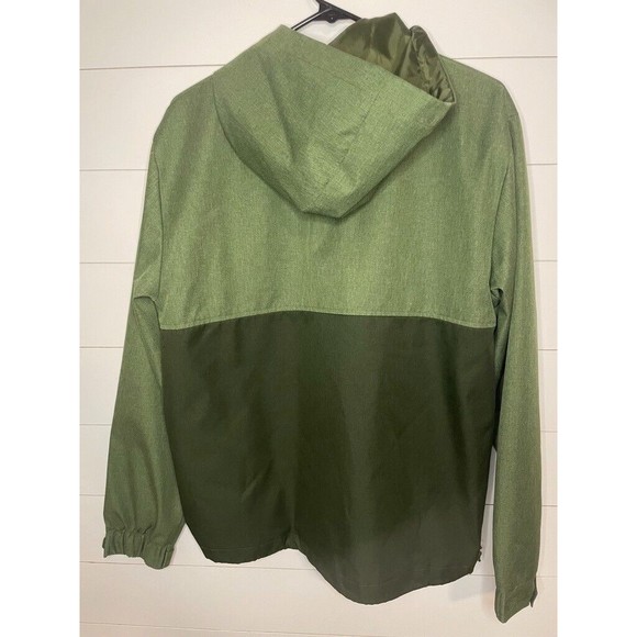 DIP Unisex Color Block Green Pullover Hooded Rain Jacket Wind Breaker Sz. Medium - Picture 2 of 6